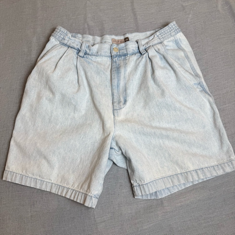 Vintage 90’s Savile Row Light Blue Jean 100% Cotton Shorts for Men Size 30